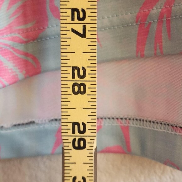 Oahu Golf Polo Shirt Mens XS Blue Pink Hibiscus Floral Performance Golf OGA UV - Picture 8 of 9